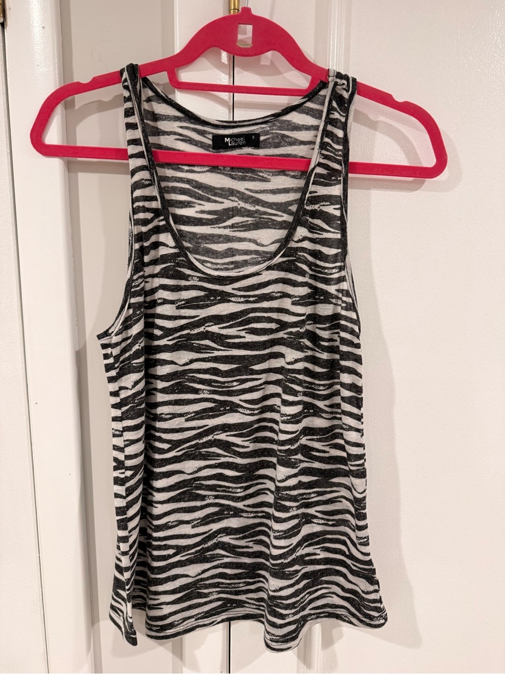 Michael Lauren Zebra Patterned Tank Top in Black and White
